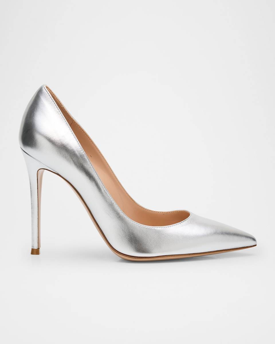 Gianvito 105 Metallic Nappa Leather Pointed-Toe Pumps